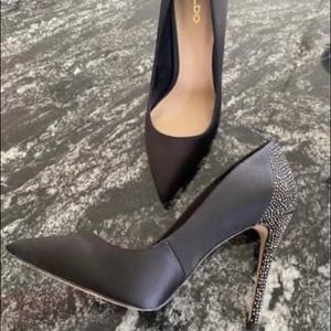 Aldo Black Satin and Sequin Stiletto Heel